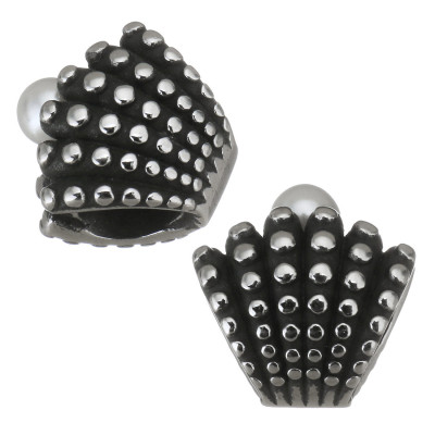 Bead seashell with pearl surgical steel