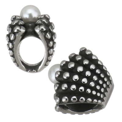 Bead seashell with pearl surgical steel
