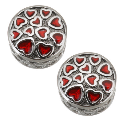 Bead with hearts surgical steel