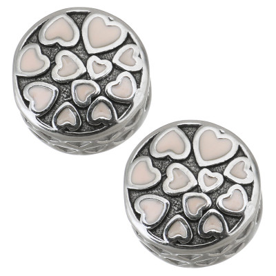 Bead with hearts surgical steel