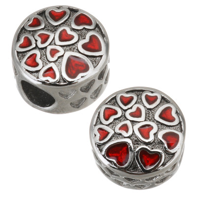 Bead with hearts surgical steel