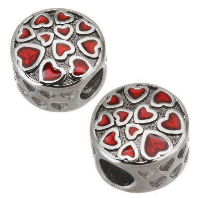 Bead with hearts surgical steel