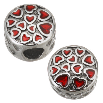 Bead with hearts surgical steel