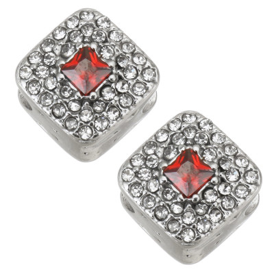 Rhombic rhinestone bead decorated with chatons