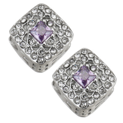 Rhombic rhinestone bead decorated with chatons