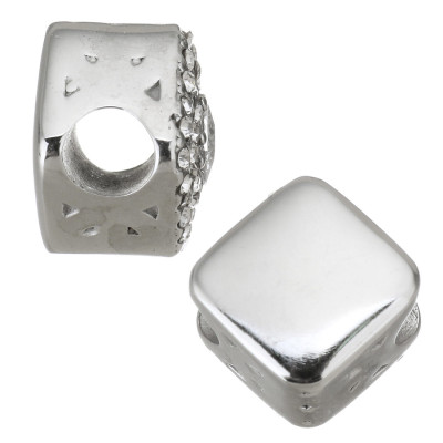 Rhombic rhinestone bead decorated with chatons