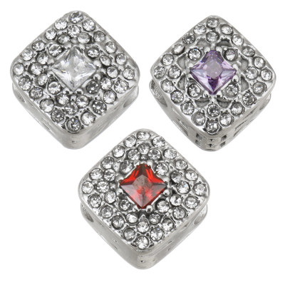 Rhombic rhinestone bead decorated with chatons