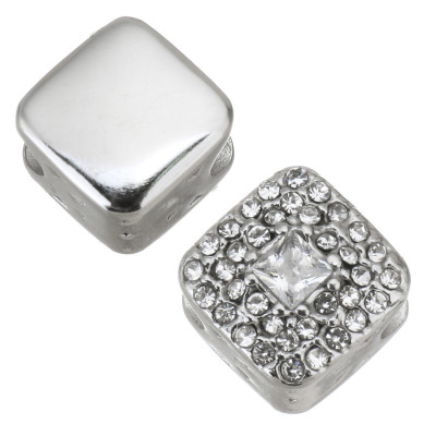 Rhombic rhinestone bead decorated with chatons