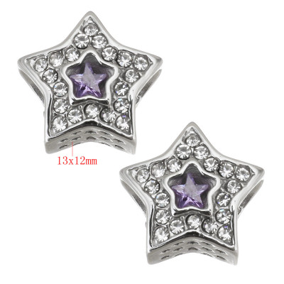 Star bead with Crystal chat and colored star in the middle of surgical steel