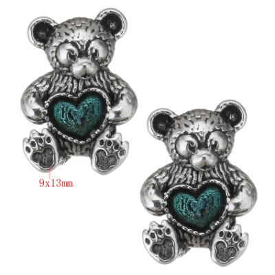 Bead plush teddy bear with colored heart surgical steel