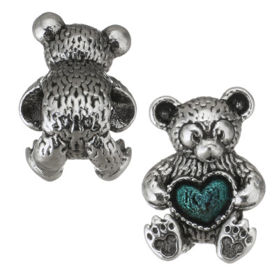 Bead plush teddy bear with colored heart surgical steel