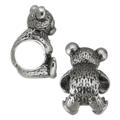 Bead plush teddy bear with colored heart surgical steel