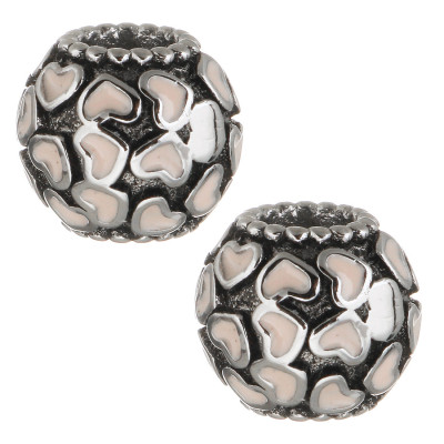 Korálek se srdíčky červený nebo modrý email chirurgická ocel