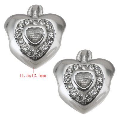 Heart bead with crown in two color combinations of surgical steel