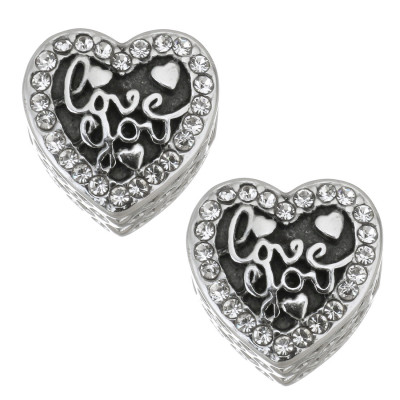 Heart bead with inscription I love you surgical steel