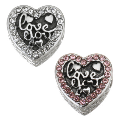 Heart bead with inscription I love you surgical steel
