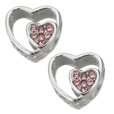 Korálek srdce se šatonovým srdcem uprostřed vyrobený z chirurgické oceli