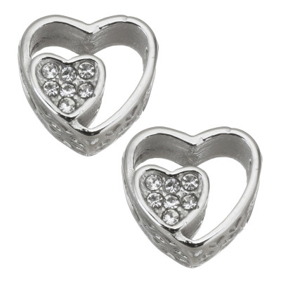 Heart bead with chaton heart in the middle made of surgical steel