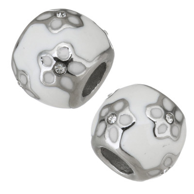 Bead with a silver flower surgical steel