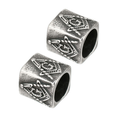 Bead with a large thread SYMBOLS made of surgical steel