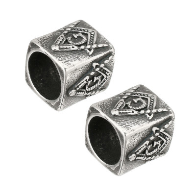 Bead with a large thread SYMBOLS made of surgical steel