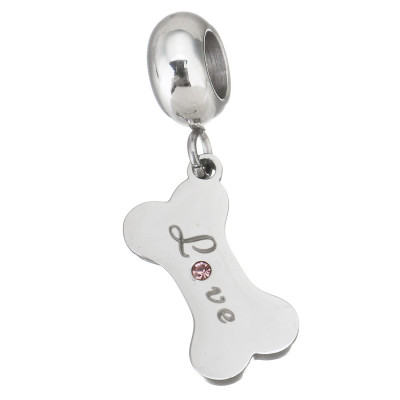 Cubic pendant with Love lettering and Crystal surgical steel color chat