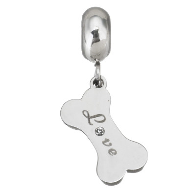 Cubic pendant with Love lettering and Crystal surgical steel color chat