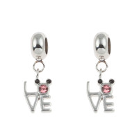 Eyelet with pendant with the inscription LOVE surgical steel