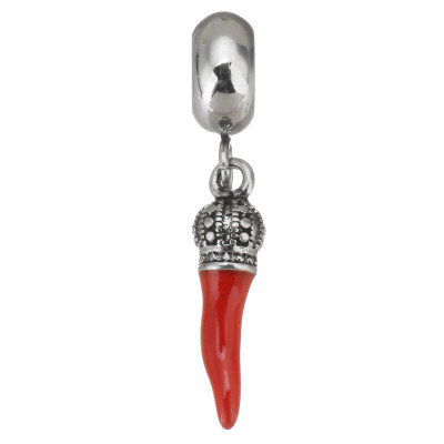Eyelet with pendant in the shape of chilli peppers surgical steel