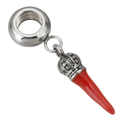 Eyelet with pendant in the shape of chilli peppers surgical steel
