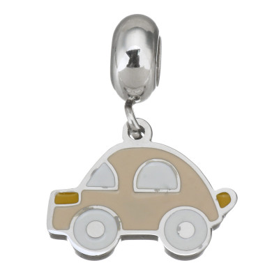 Pendant with eyelet and toy car in three color variations surgical steel