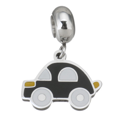 Pendant with eyelet and toy car in three color variations surgical steel