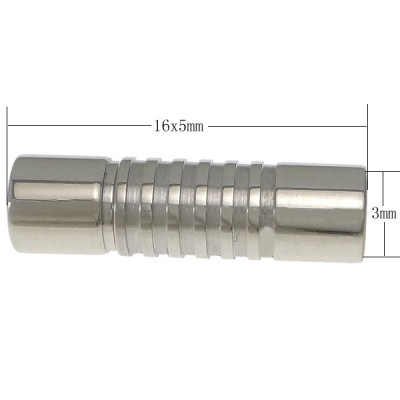 Magnetic closing of 3 or 8mm draw-through in stainless steel