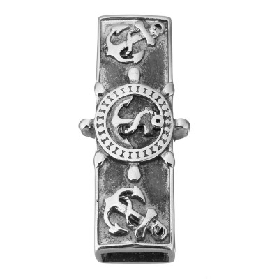 Tube with anchor and rudder on a surgical steel strap