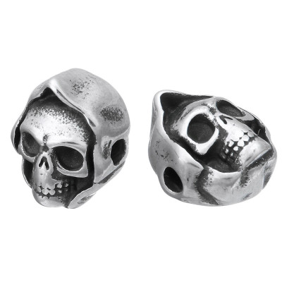 Bead with a small thread skull in a surgical steel hood