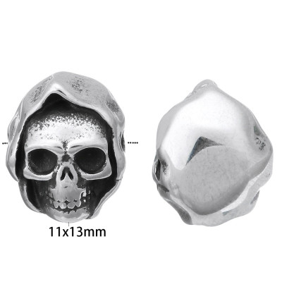 Bead with a small thread skull in a surgical steel hood