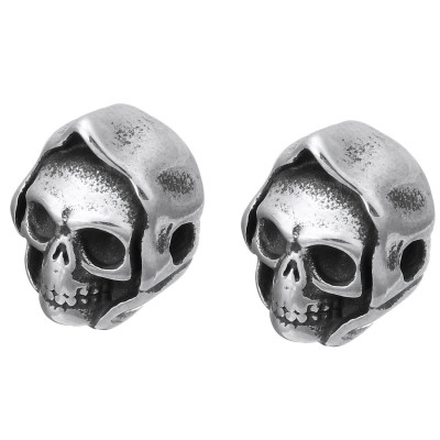 Bead with a small thread skull in a surgical steel hood