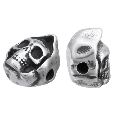 Bead with a small thread skull in a surgical steel hood
