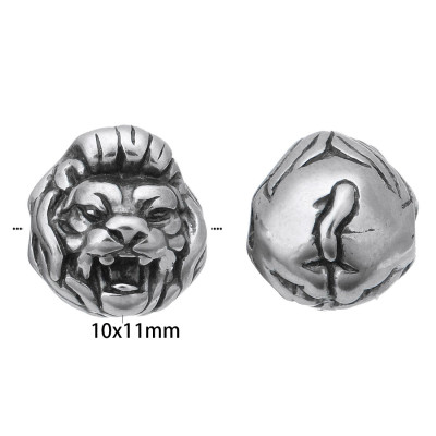 Lion head bead made of surgical steel