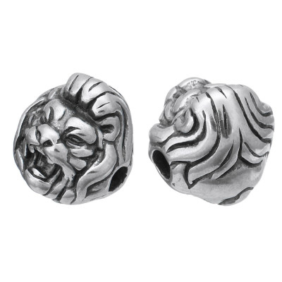 Lion head bead made of surgical steel