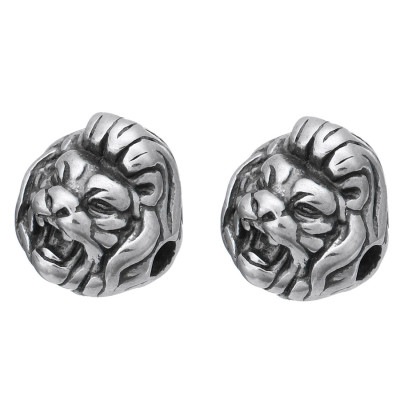 Lion head bead made of surgical steel