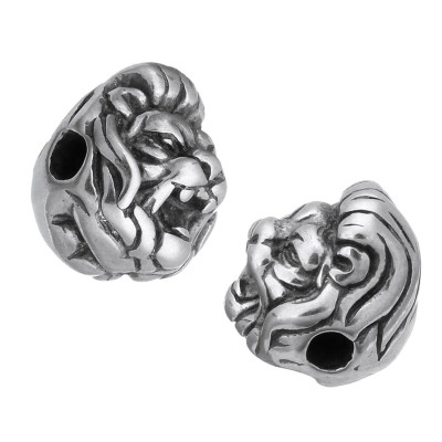 Lion head bead made of surgical steel