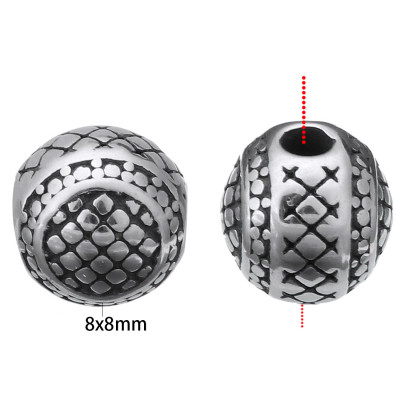 Bead with ornaments surgical steel four color variants