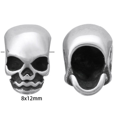 Surgical steel skull bead