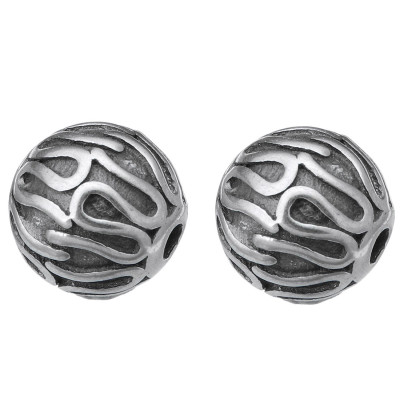Bead decorated with surgical steel two color variants