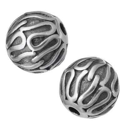 Bead decorated with surgical steel two color variants