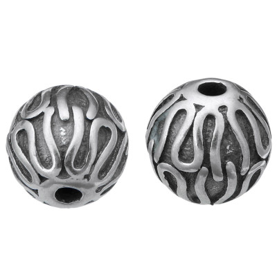 Bead decorated with surgical steel two color variants