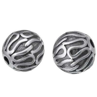 Bead decorated with surgical steel two color variants