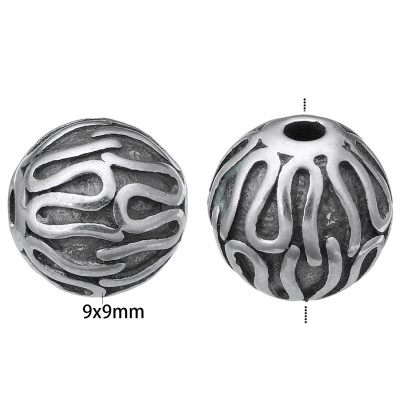 Bead decorated with surgical steel two color variants