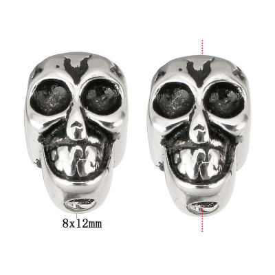 Surgical steel skull bead